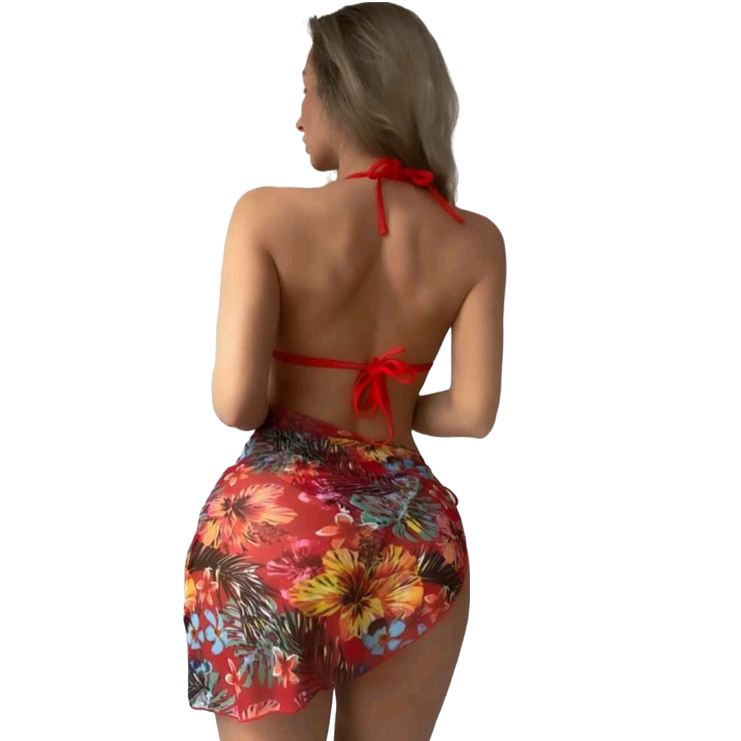 Traje de baño estampado tropical con Bikini 3 Piez-2