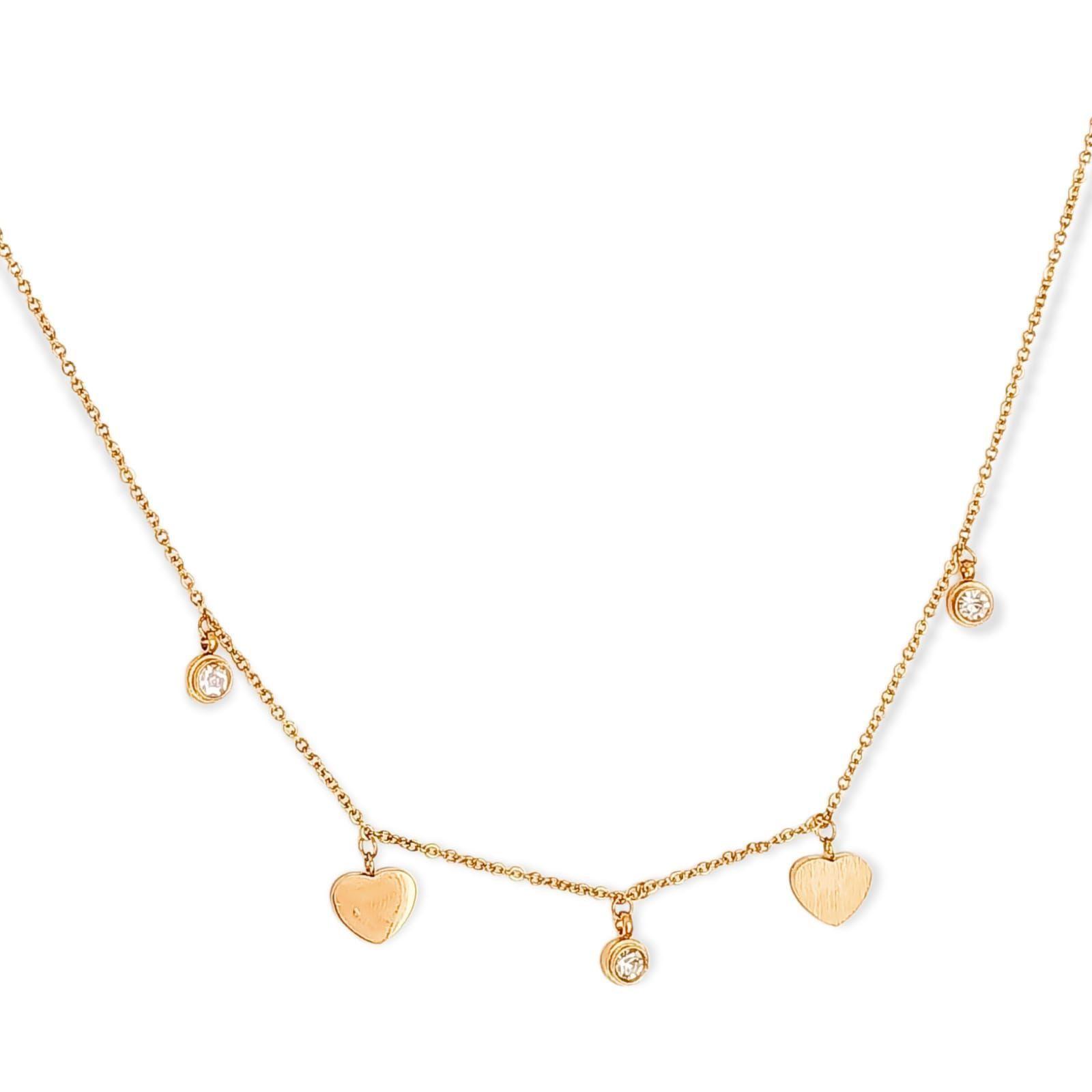 Cadena Colgante Punto De Luz Corazones Chapado En Oro 18k-0