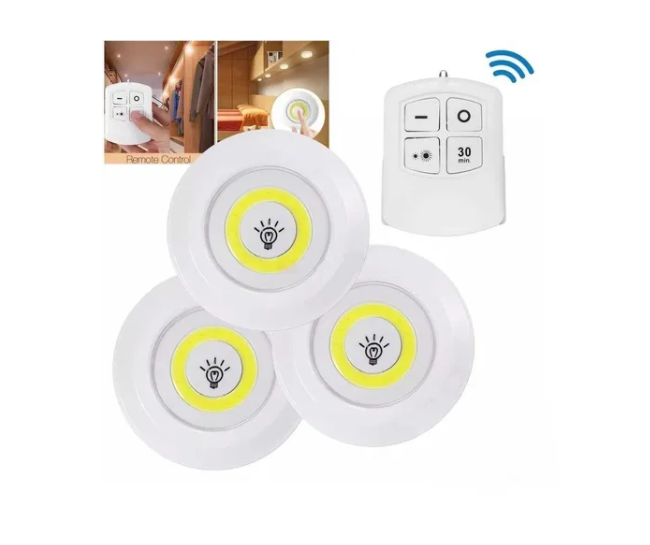Set 3 Luz Led Portátil Control Remoto Timer Dimer-2