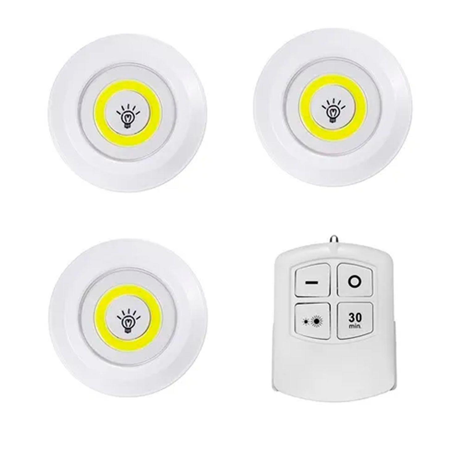 Set 3 Luz Led Portátil Control Remoto Timer Dimer-0