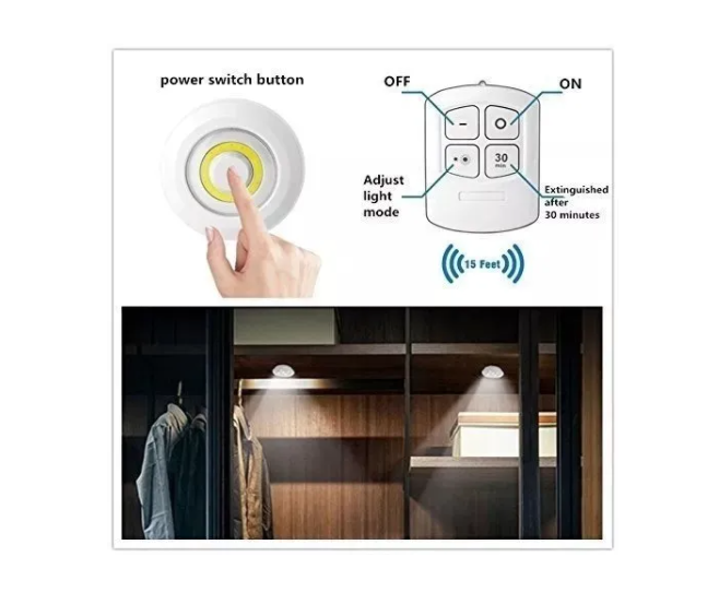 Set 3 Luz Led Portátil Control Remoto Timer Dimer-4