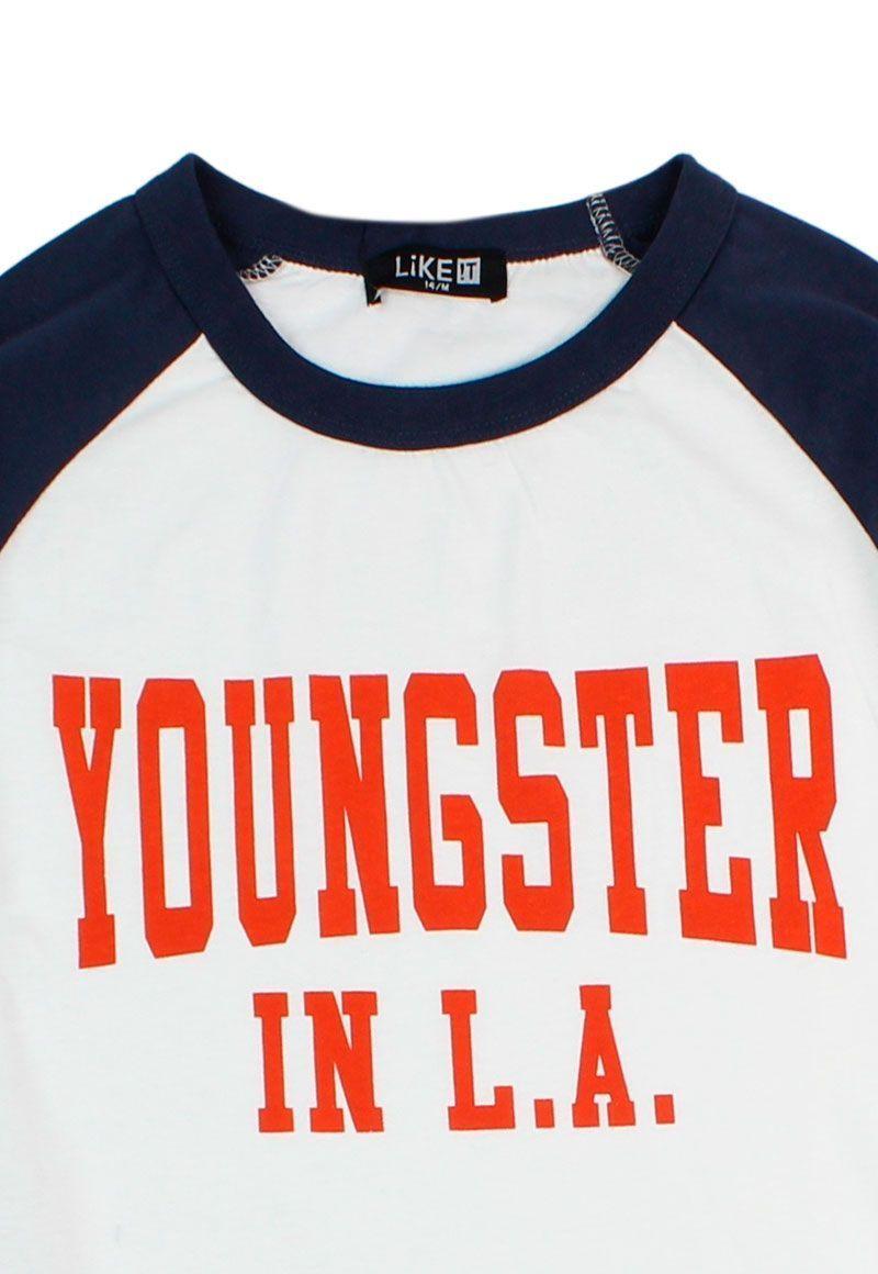 Polera teens niño m/ raglan varsity 500-2