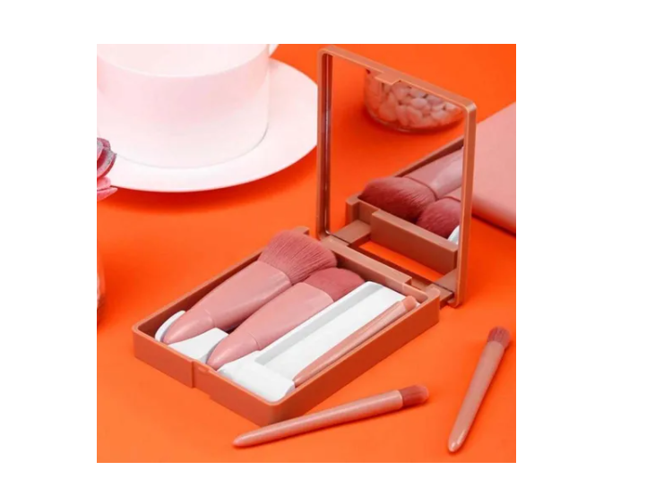 Set 5 Brochas De Maquillaje Profesionales Con Estuche Espejo-4