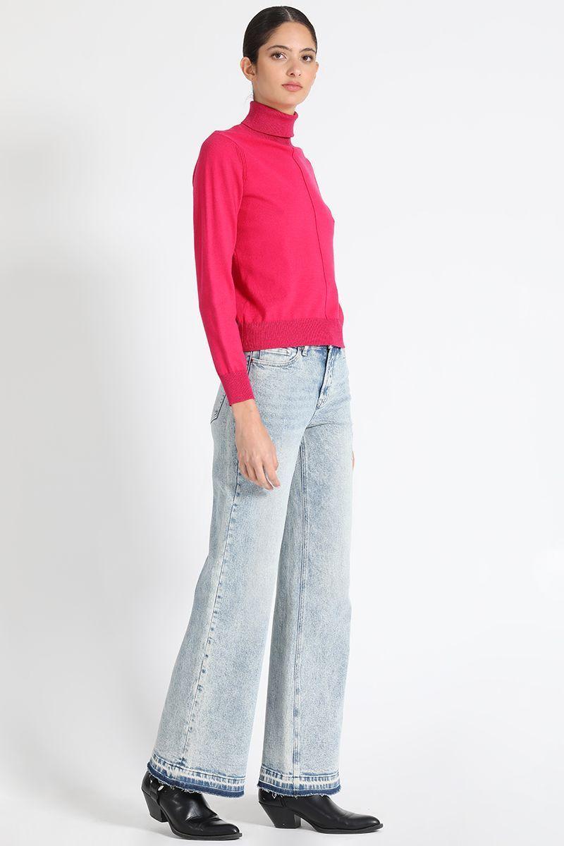 Jersey Tejido Cuello Alto Fucsia Liola-3