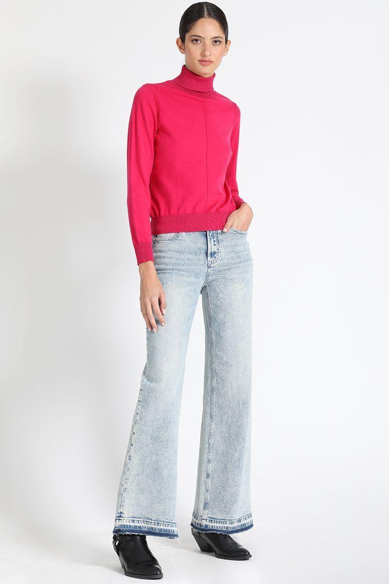 Jersey Tejido Cuello Alto Fucsia Liola-2