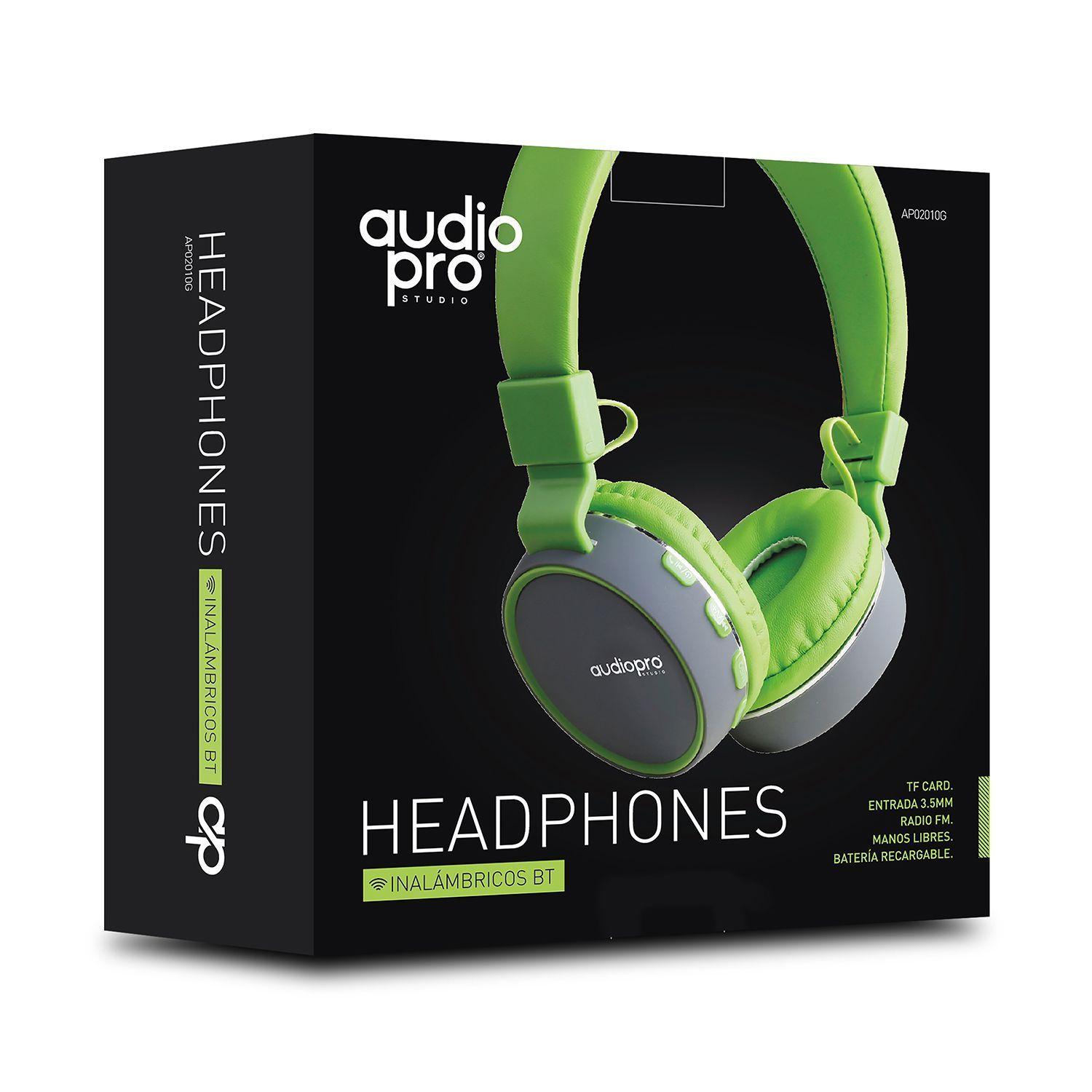 Audifono Headband Bluetooth FM AUX. 3.5 Verde Audiopro-3