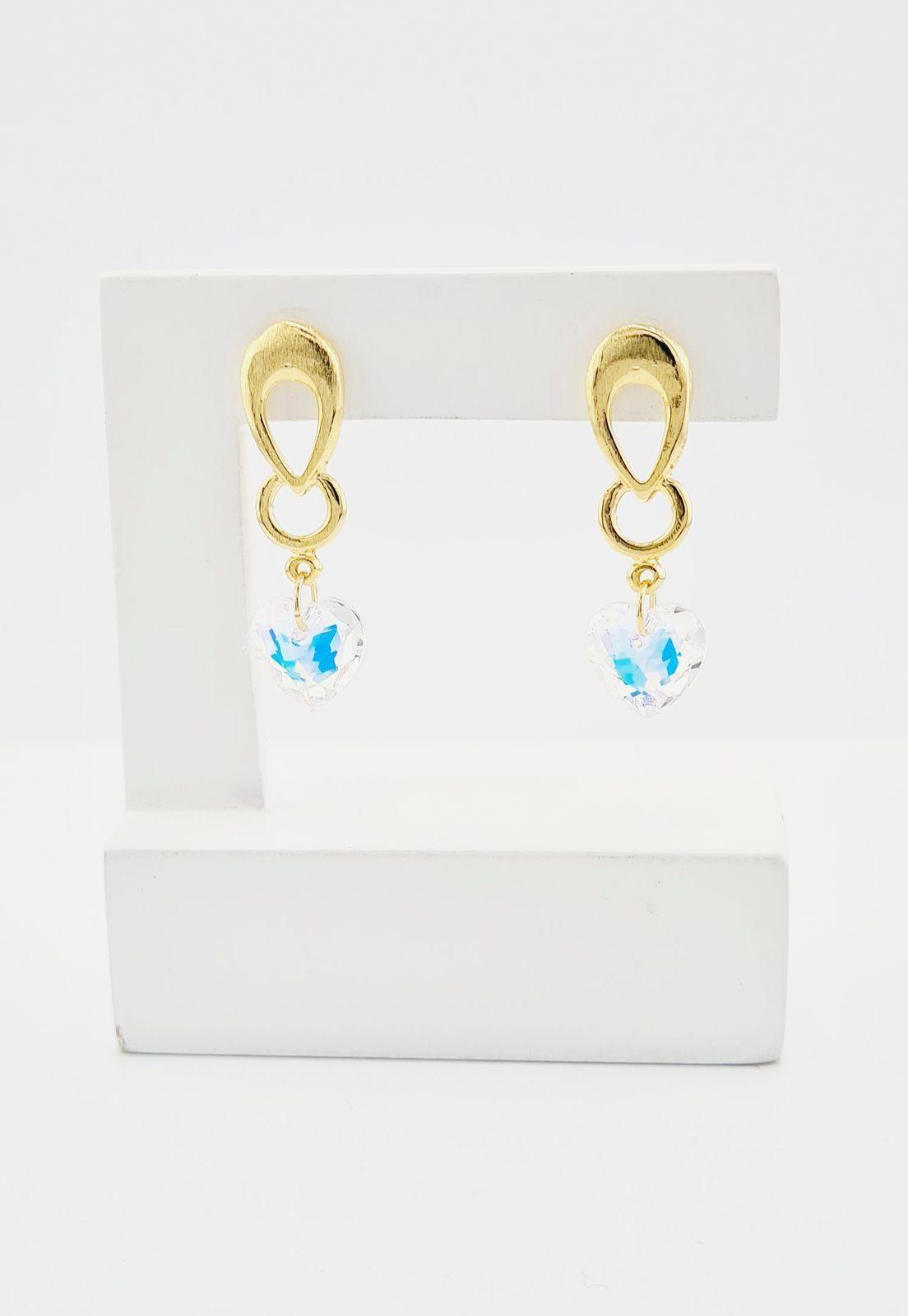 Aros Amor Gold Cristales Genuinos Aurora Boreal.-2