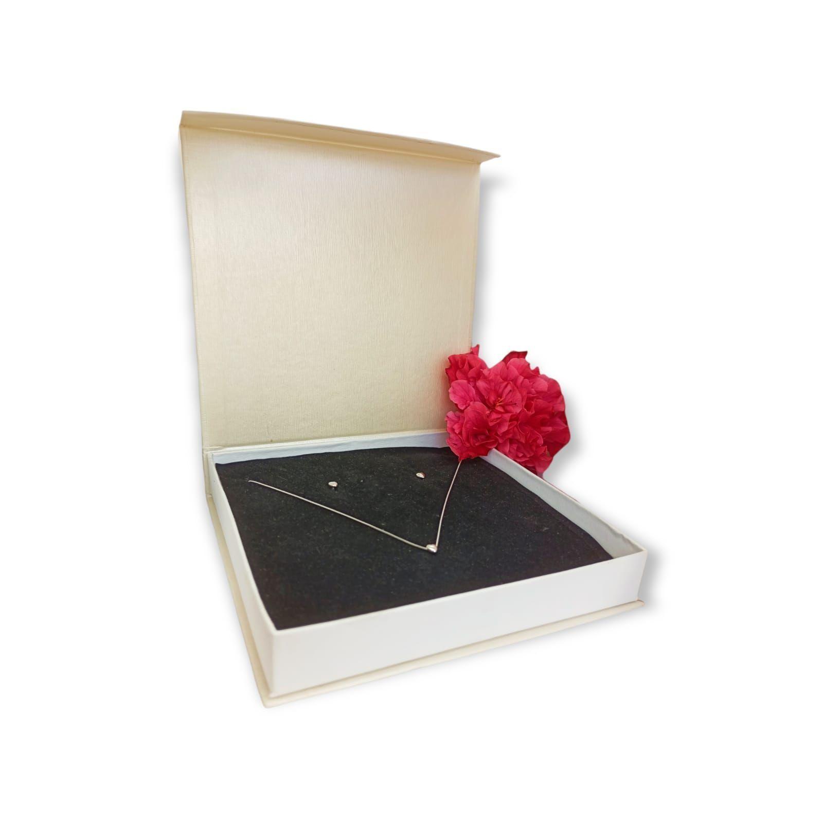 Set Conjunto Aros Seguridad Plata enchapado en Oro Cadena Corazón-2