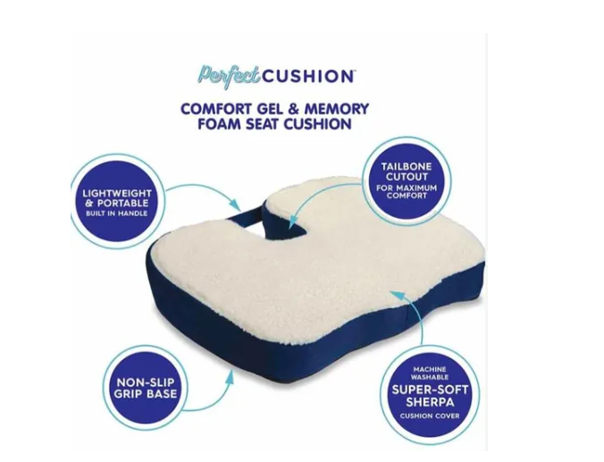 Cojín Asiento De Gel Alivia Dolor De Espalda Ergonómico-2