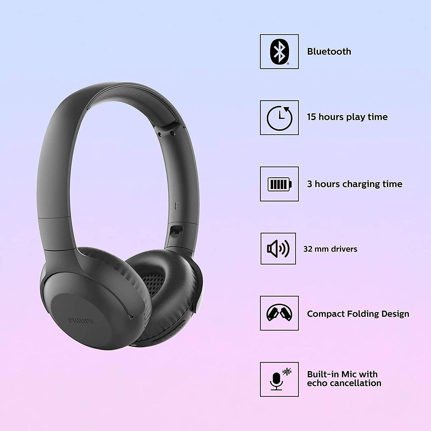 Audífonos Bluetooth Philips Plegable 15h Autonomía TAUH202BK-11