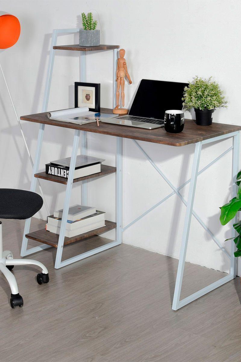 Escritorio con repisas 117x50x102 cm Café-1