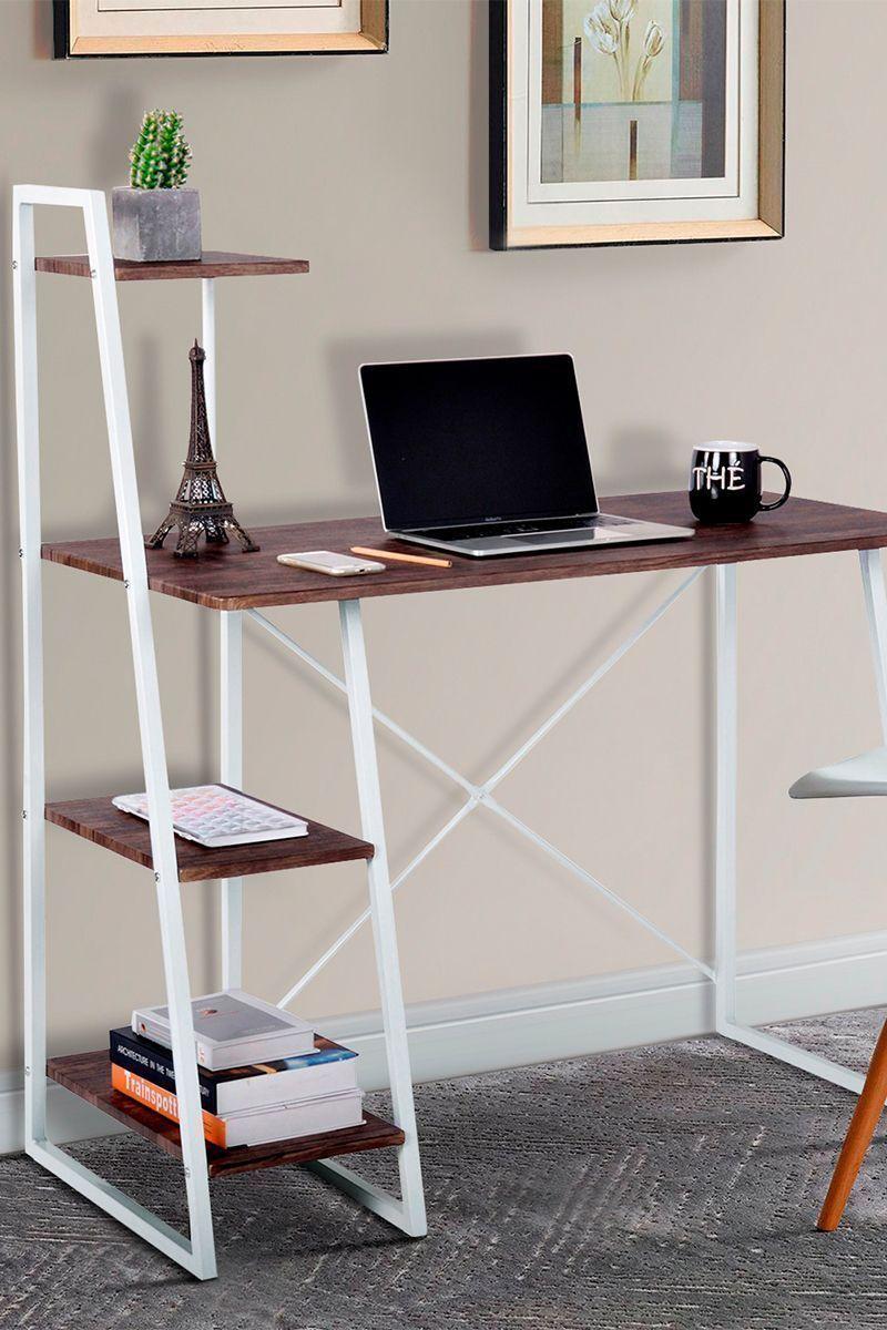 Escritorio con repisas 117x50x102 cm Café-5