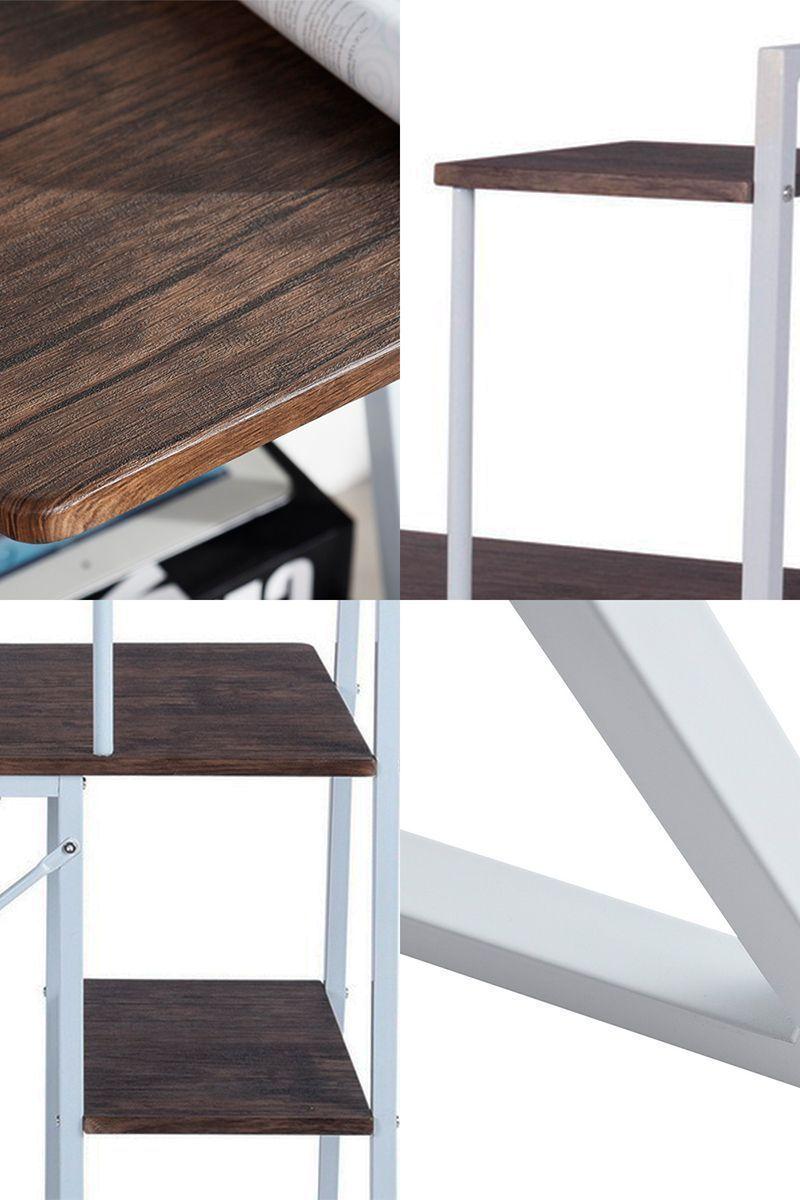 Escritorio con repisas 117x50x102 cm Café-4