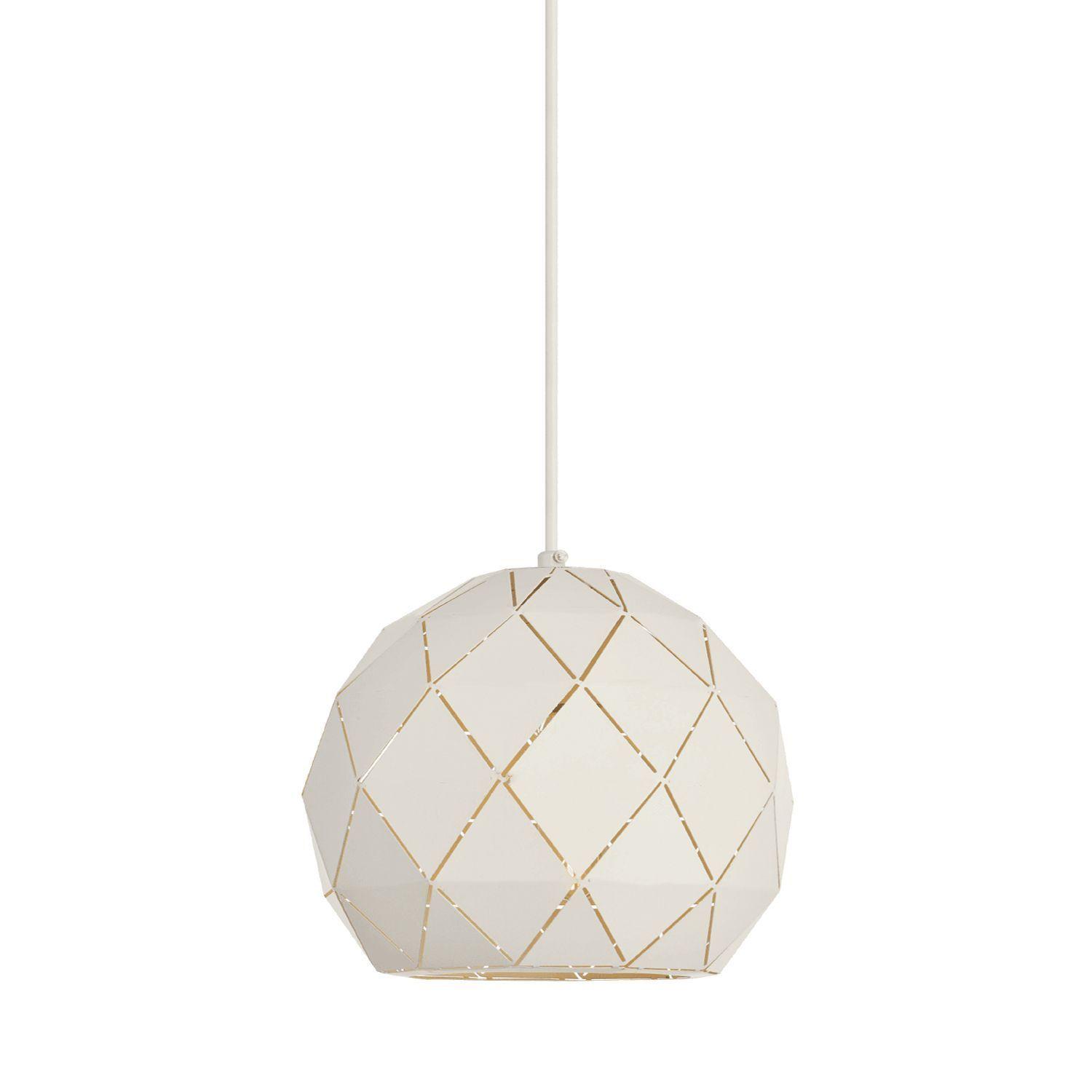 Lámpara Colgante Circular E-27 Diseño Rombos Blanco-2
