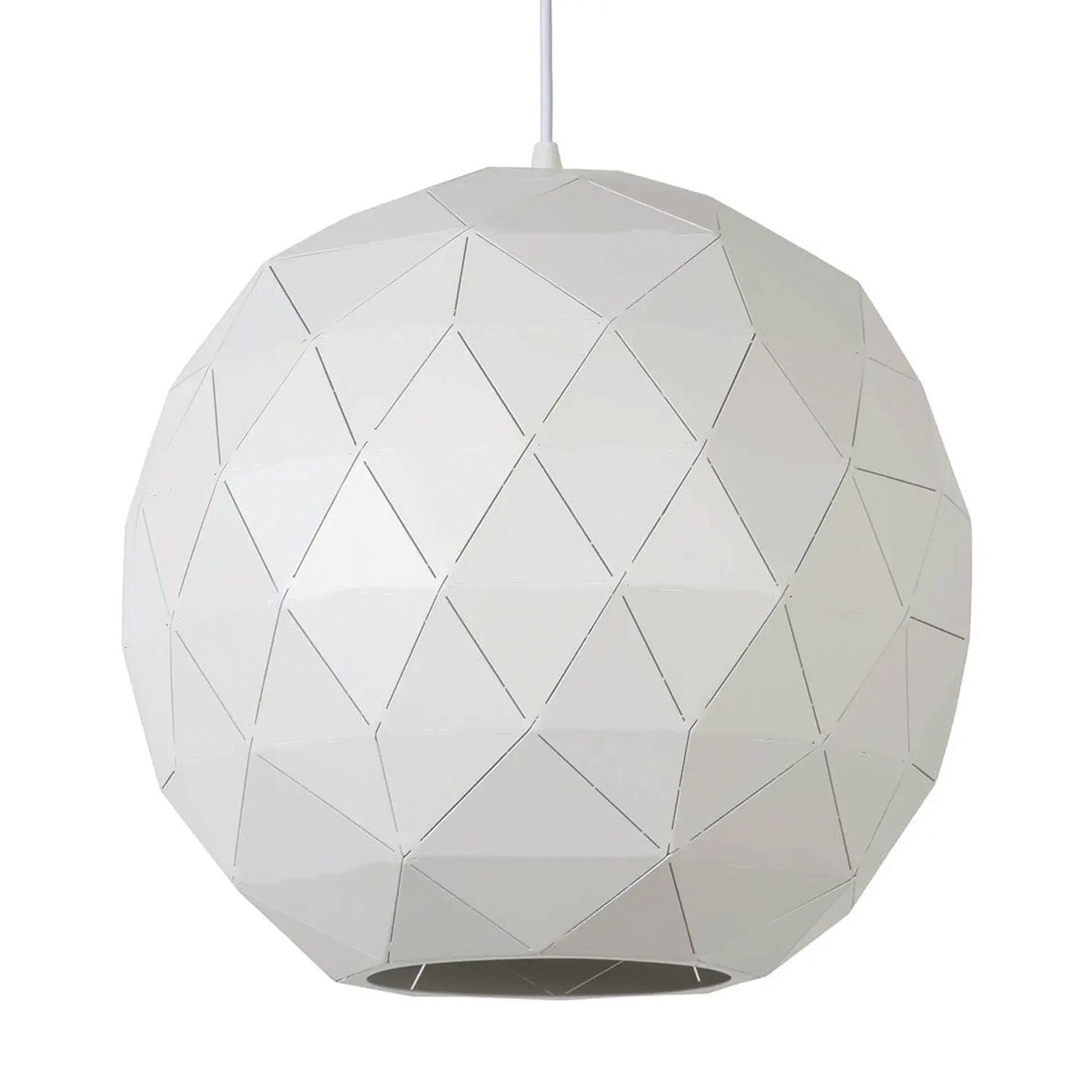 Lámpara Colgante Circular E-27 Diseño Rombos Blanco-3