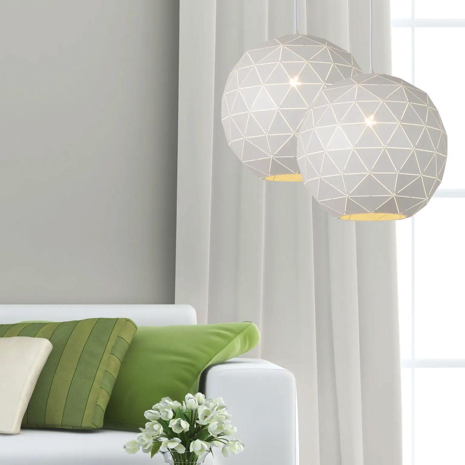 Lámpara Colgante Circular E-27 Diseño Rombos Blanco-4