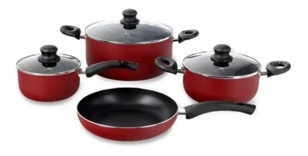 Bateria De Cocina Set 7 Piezas Firenze Roja-0