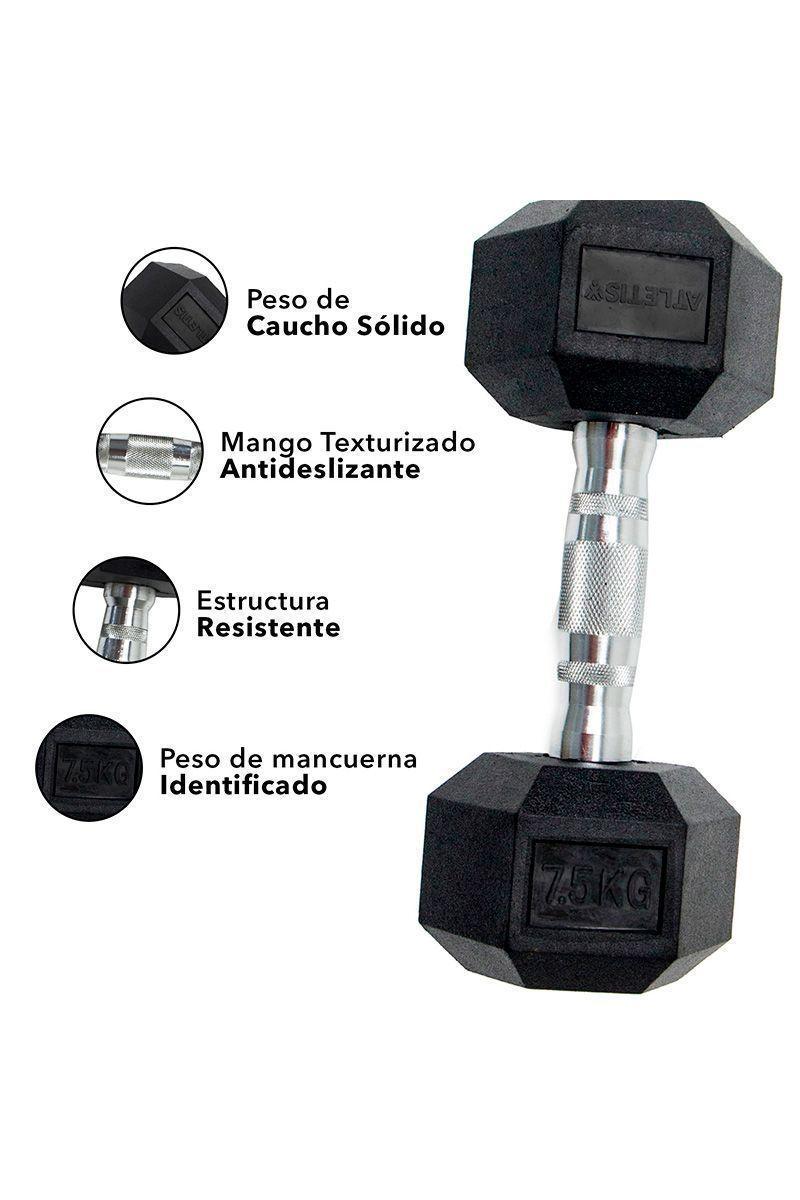 Pack de 2 Mancuernas Hexagonales 7,5 Kg Negro-3