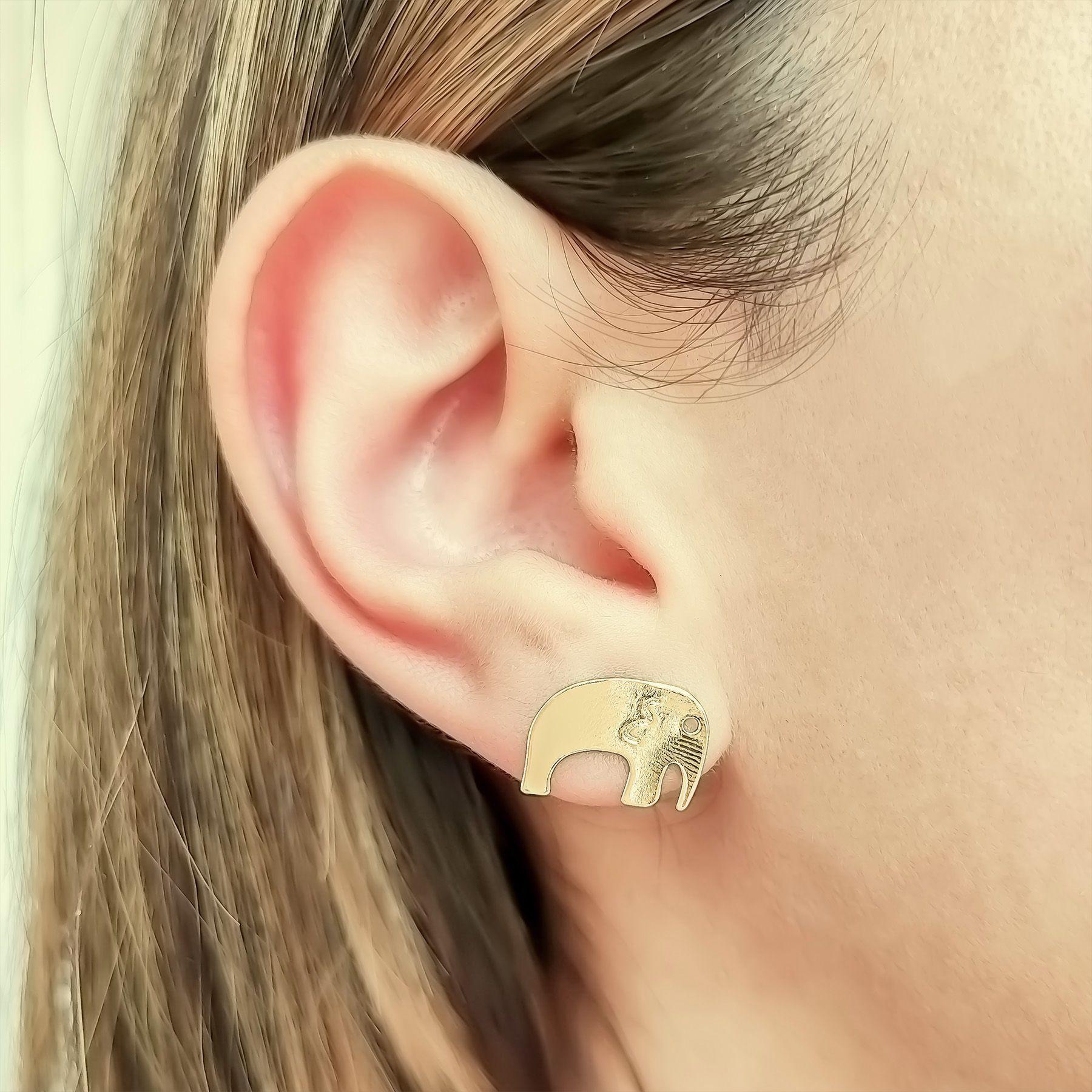 Aros Elefante Lámina Enchapado Oro 18K-2