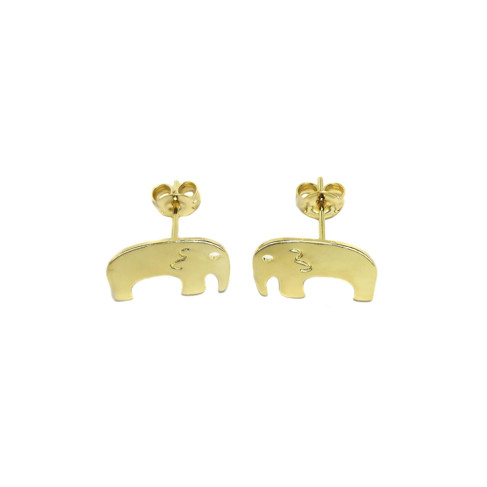 Aros Elefante Lámina Enchapado Oro 18K-1