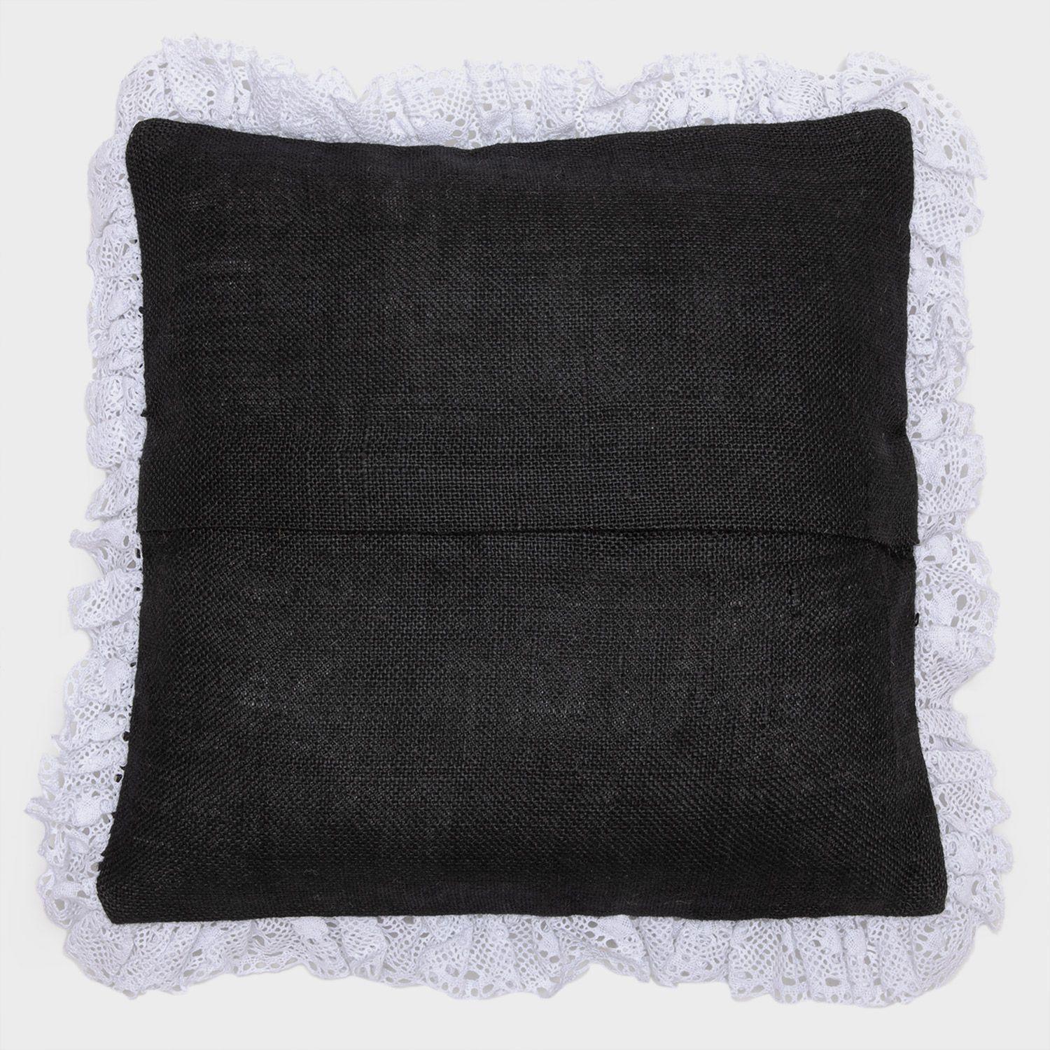 Set 2 fundas de cojín rustic reina negro 50x50cm-3