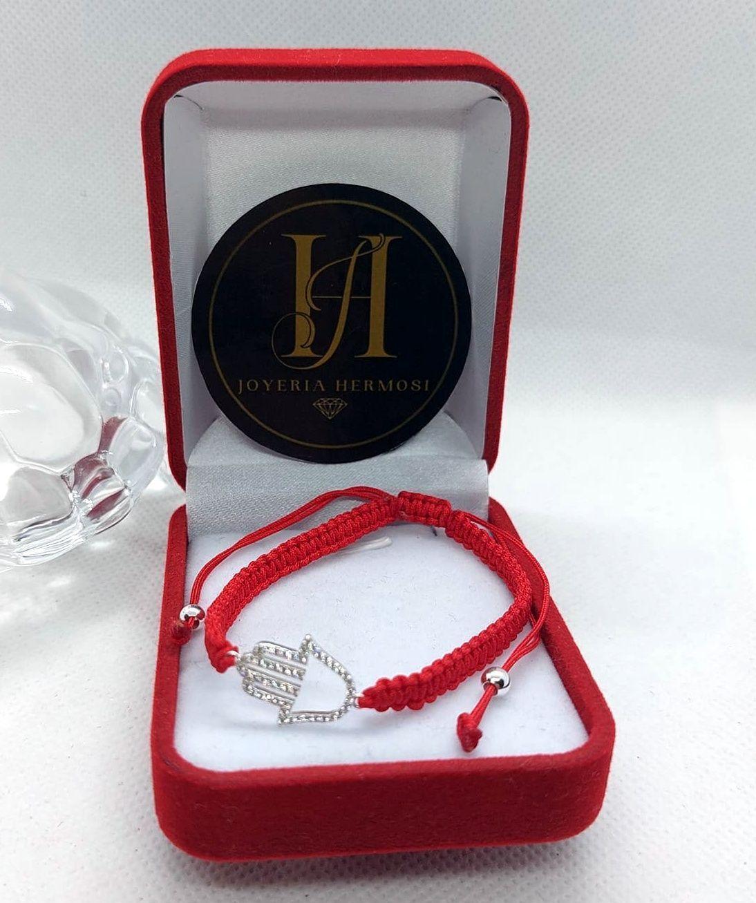Pulsera Roja de Protección MANO DE FATIMA - Plata Ley 925 -1