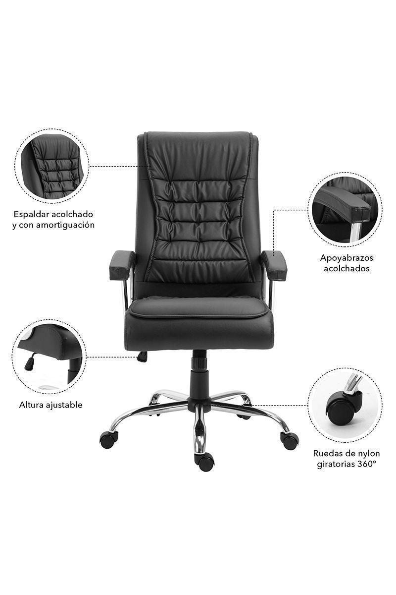 Silla Oficina Apoyabrazo Cromado Negro-33