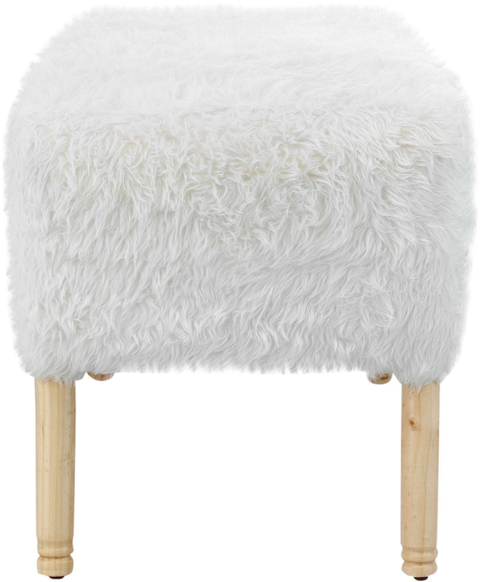 Pouf  Petrum Isidora Blanco Piel Sintética 62x42x42 cm Máxima Design-2