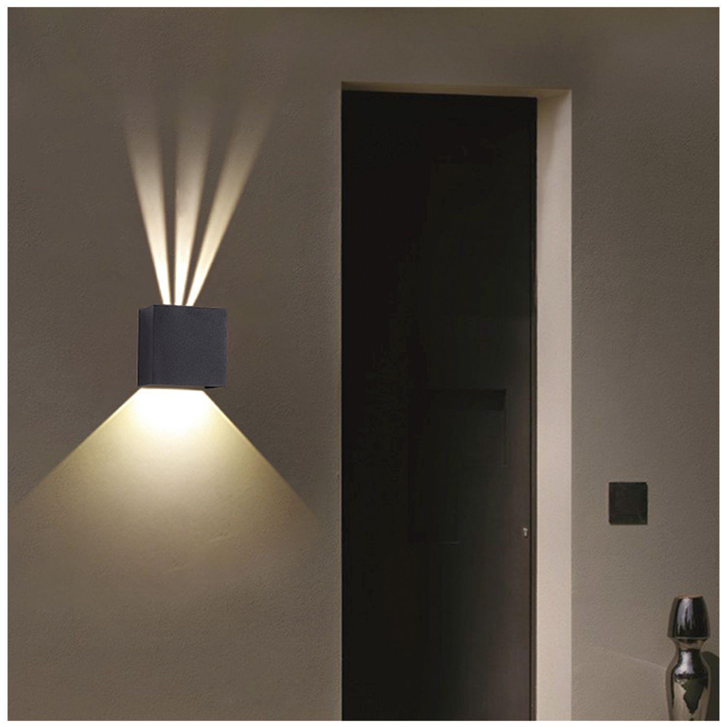 Apliqué LED Cuadrado Doble 2x4W Negro EOS I-5