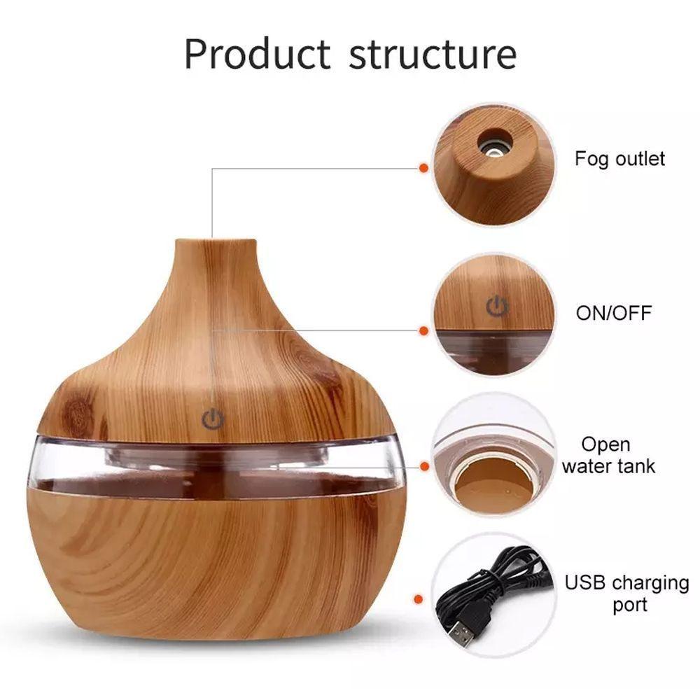Humidificador Purificador Difusor de Aroma Ultrasonico Madera-2