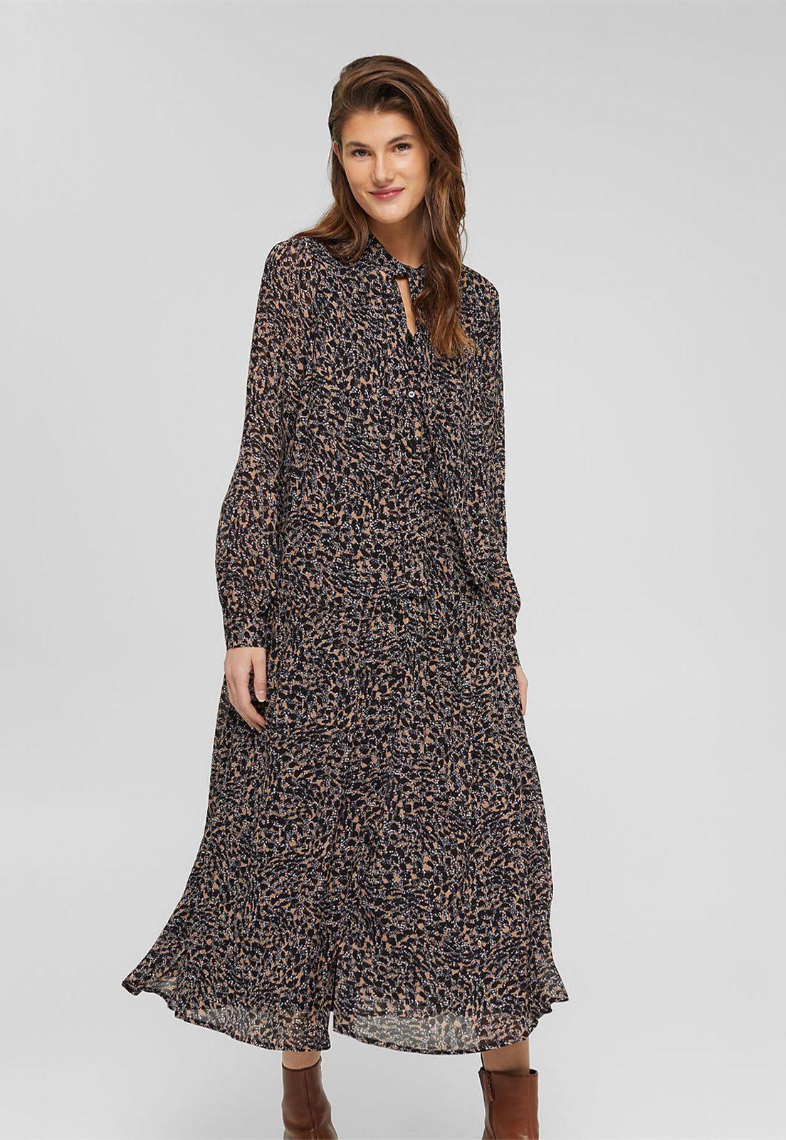 Vestido Midi Con Lazada En Lenzing™ Ecovero™ Esprit-0