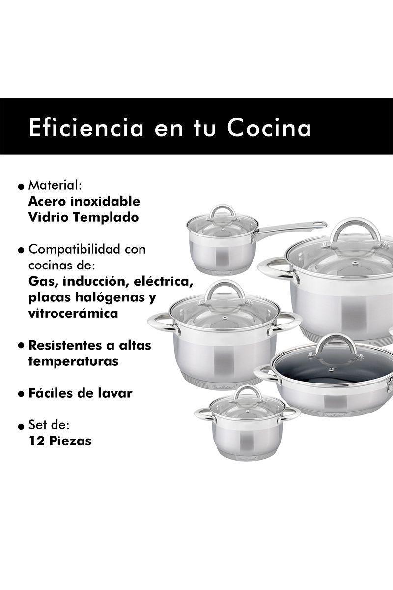 Batería Cocina 12 Piezas Acero Inoxidable Gris-3