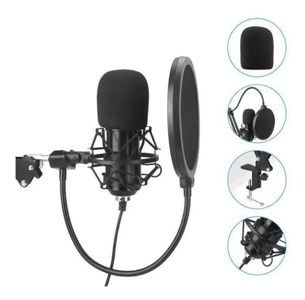Kit Microfono Condensador Usb Brazo Antipop Bm800-3
