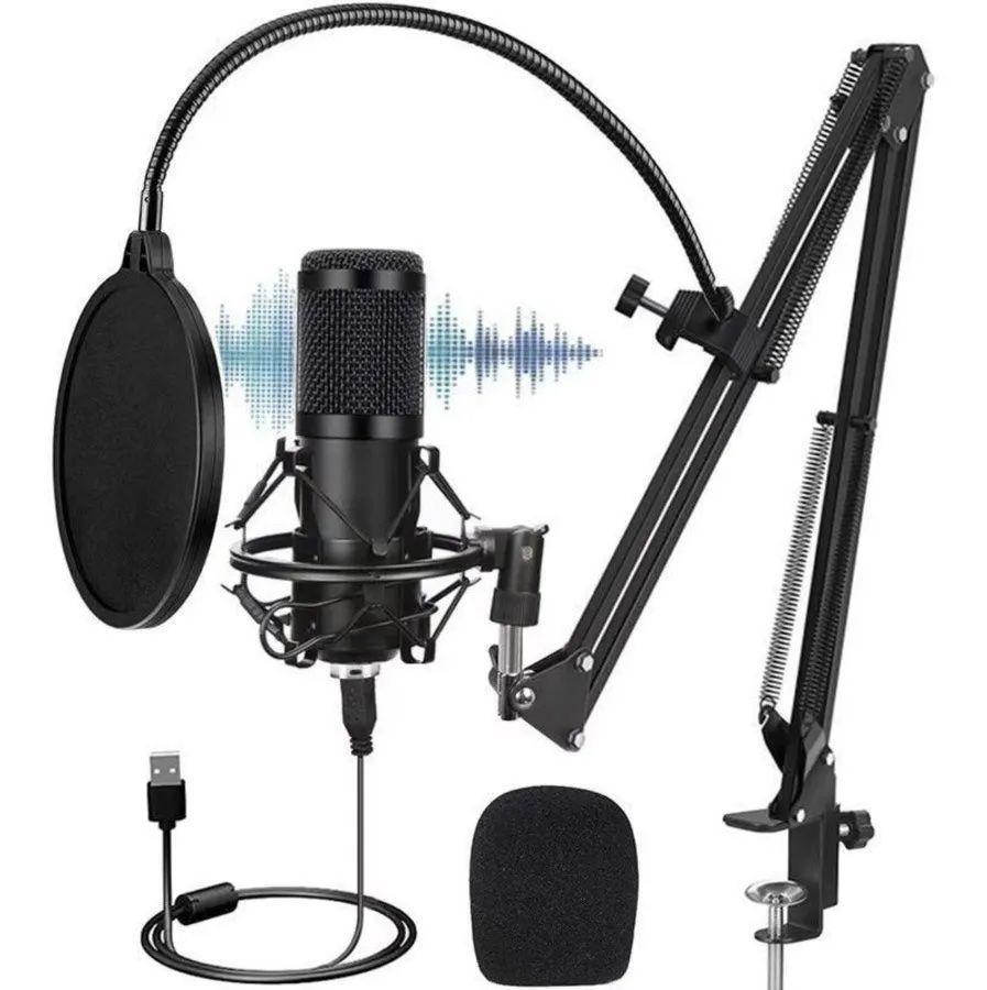 Kit Microfono Condensador Usb Brazo Antipop Bm800-1