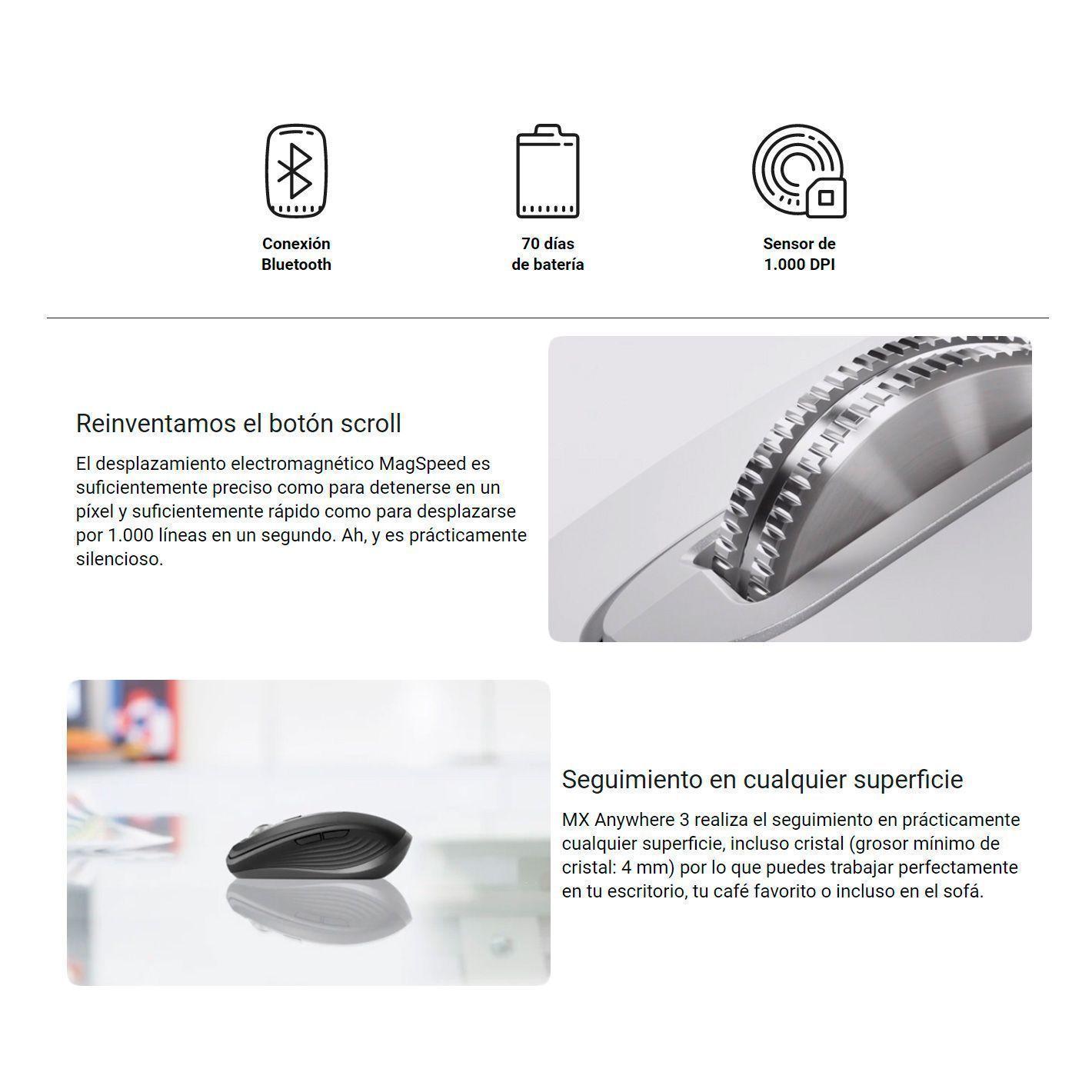 Mouse Inalambrico Logitech Mx anywhere 3 Bluetooth 1000dpi Rosa-2