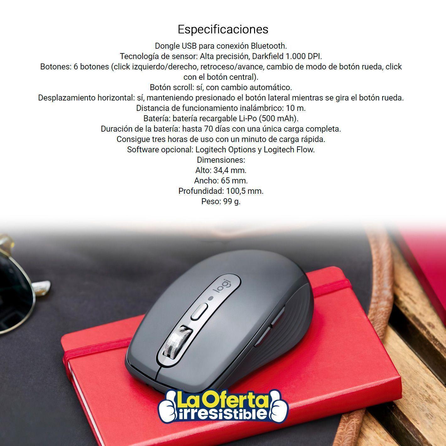 Mouse Inalambrico Logitech Mx anywhere 3 Bluetooth 1000dpi Rosa-5