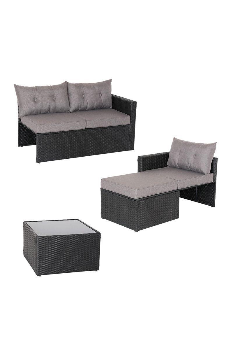 Seccional Intercambiable 3 Cuerpos Terraza Sofa + Mesa gris-3