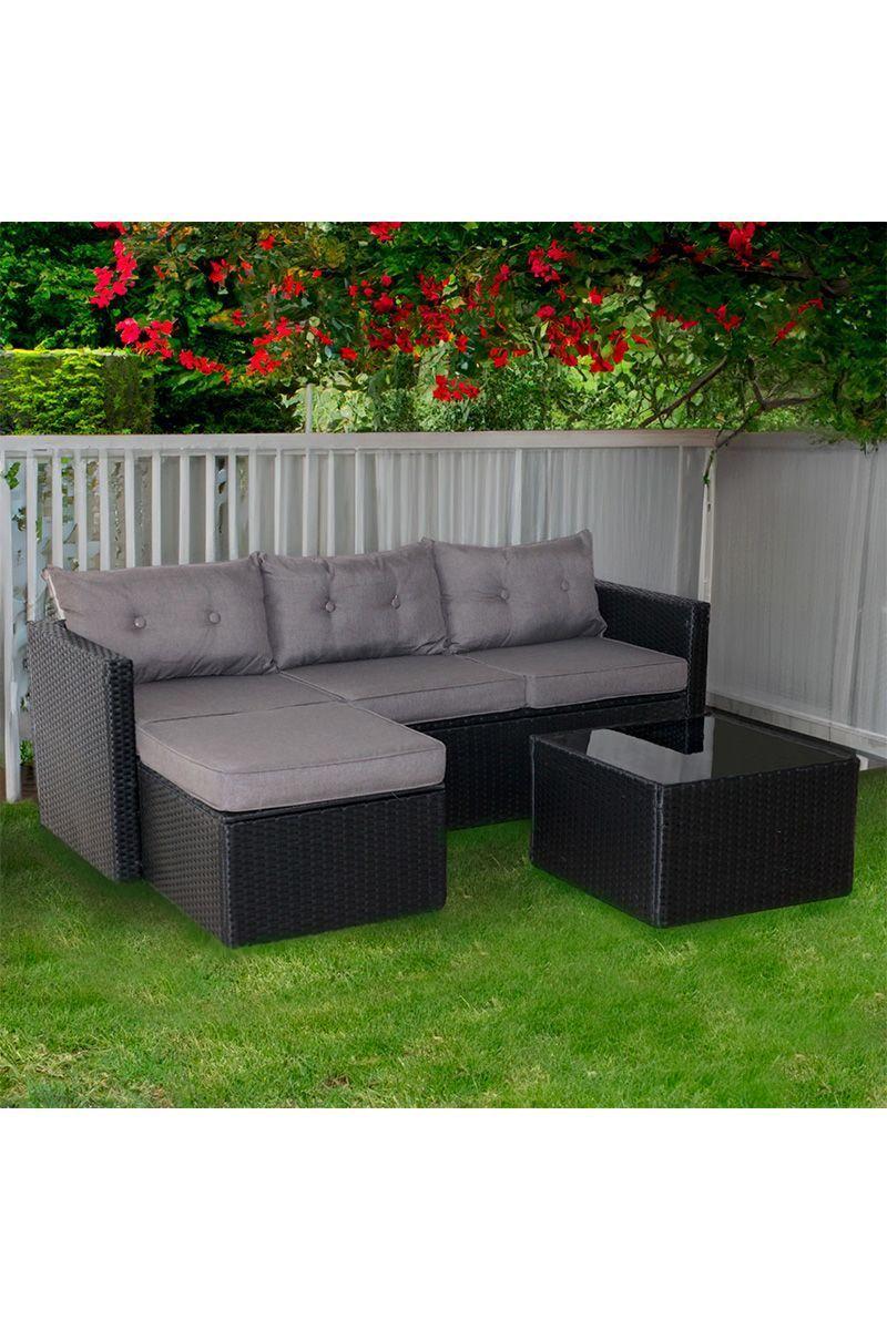 Seccional Intercambiable 3 Cuerpos Terraza Sofa + Mesa gris-5