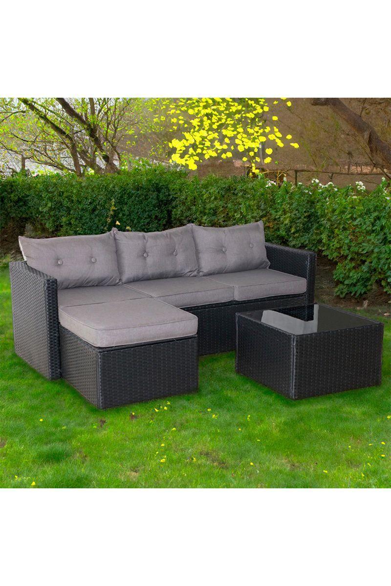 Seccional Intercambiable 3 Cuerpos Terraza Sofa + Mesa gris-1