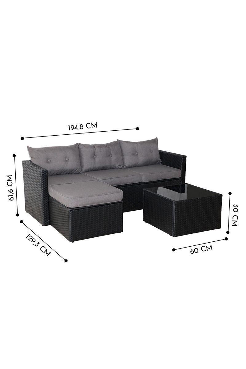 Seccional Intercambiable 3 Cuerpos Terraza Sofa + Mesa gris-2