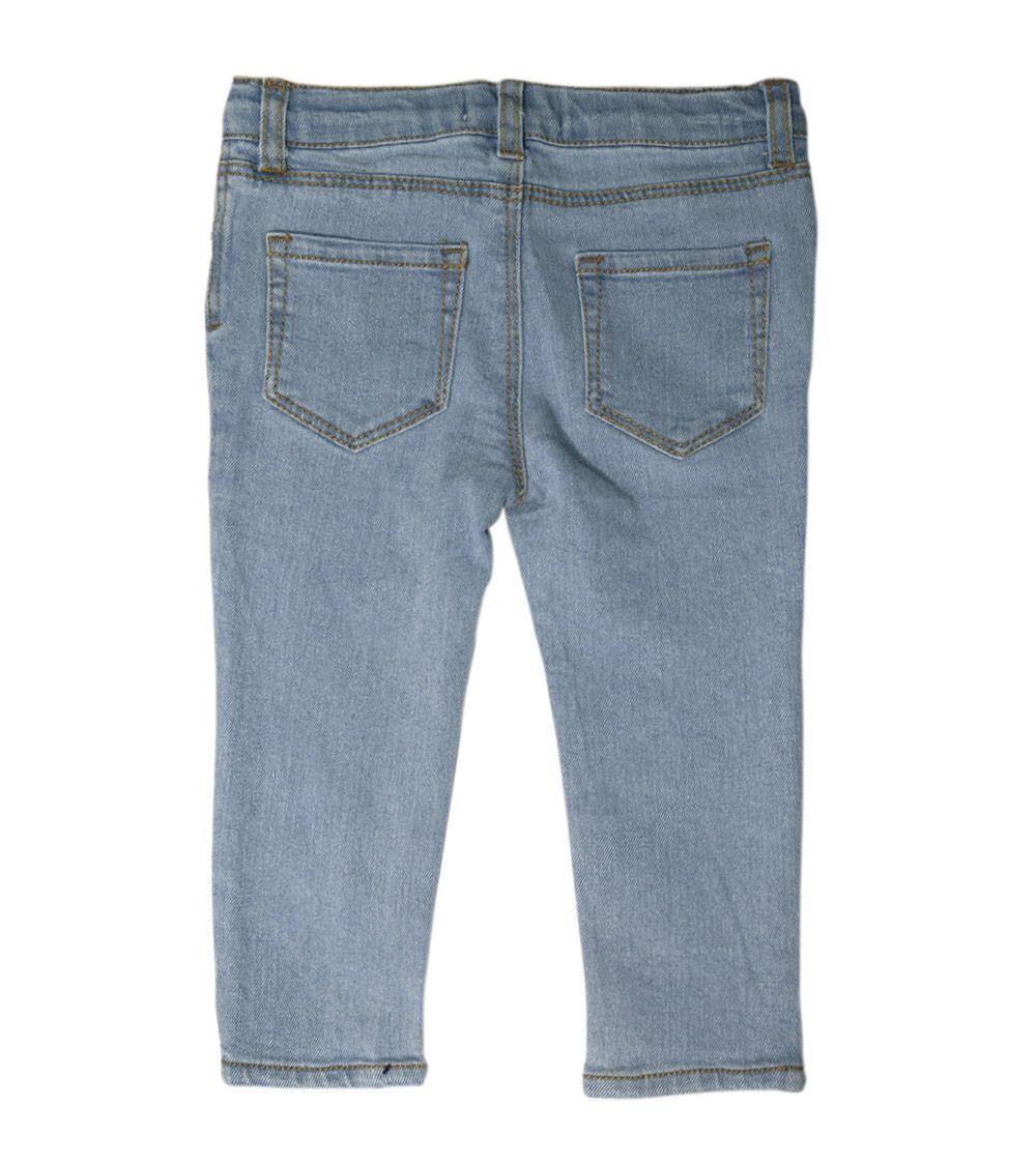 Jeans Azul Claro Con Flores Bordadas -1