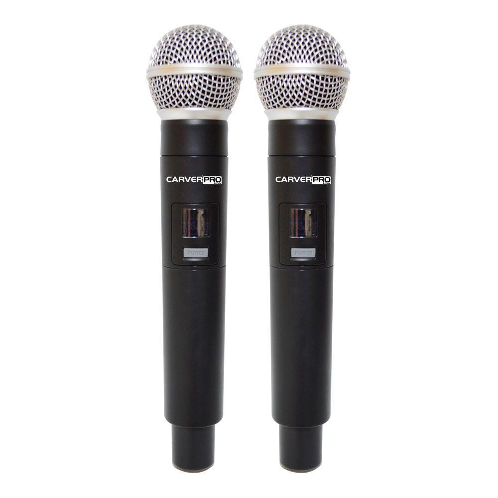 MICROFONO INALAMBRICO DE MANO DOBLE UHF/FQ CARVERPRO -2