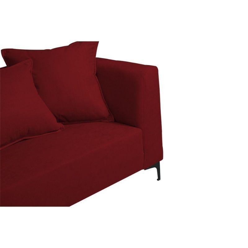 Sofá Cordelia Chenille Tipo Lino Rojo 3 Cuerpos-2