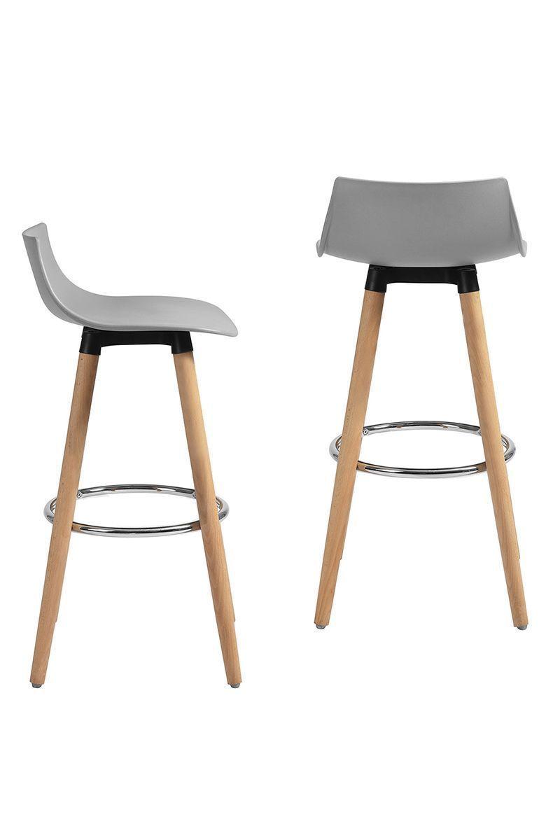 Pack 2 Pisos Bar Patas Madera y Reposapiés Gris-3