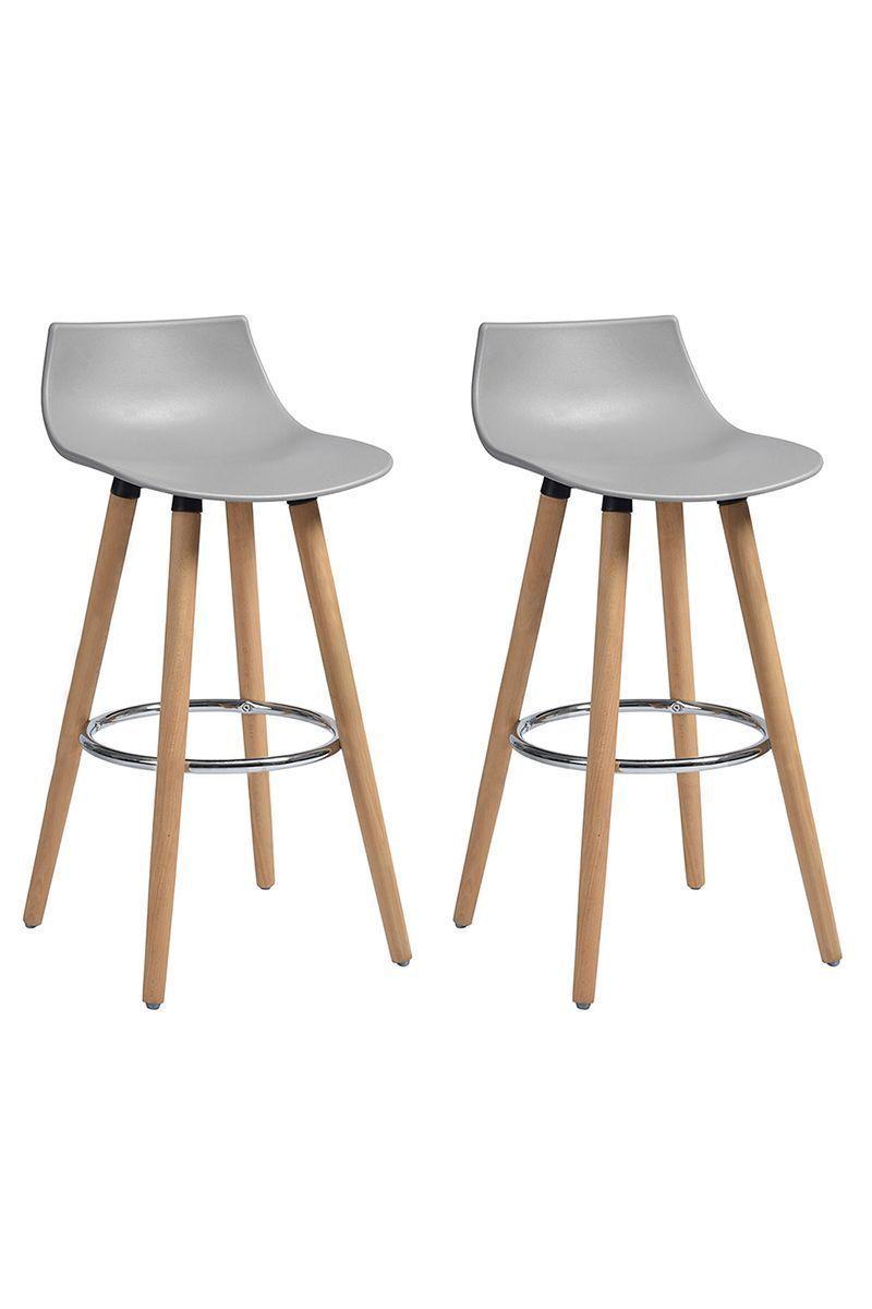 Pack 2 Pisos Bar Patas Madera y Reposapiés Gris-0