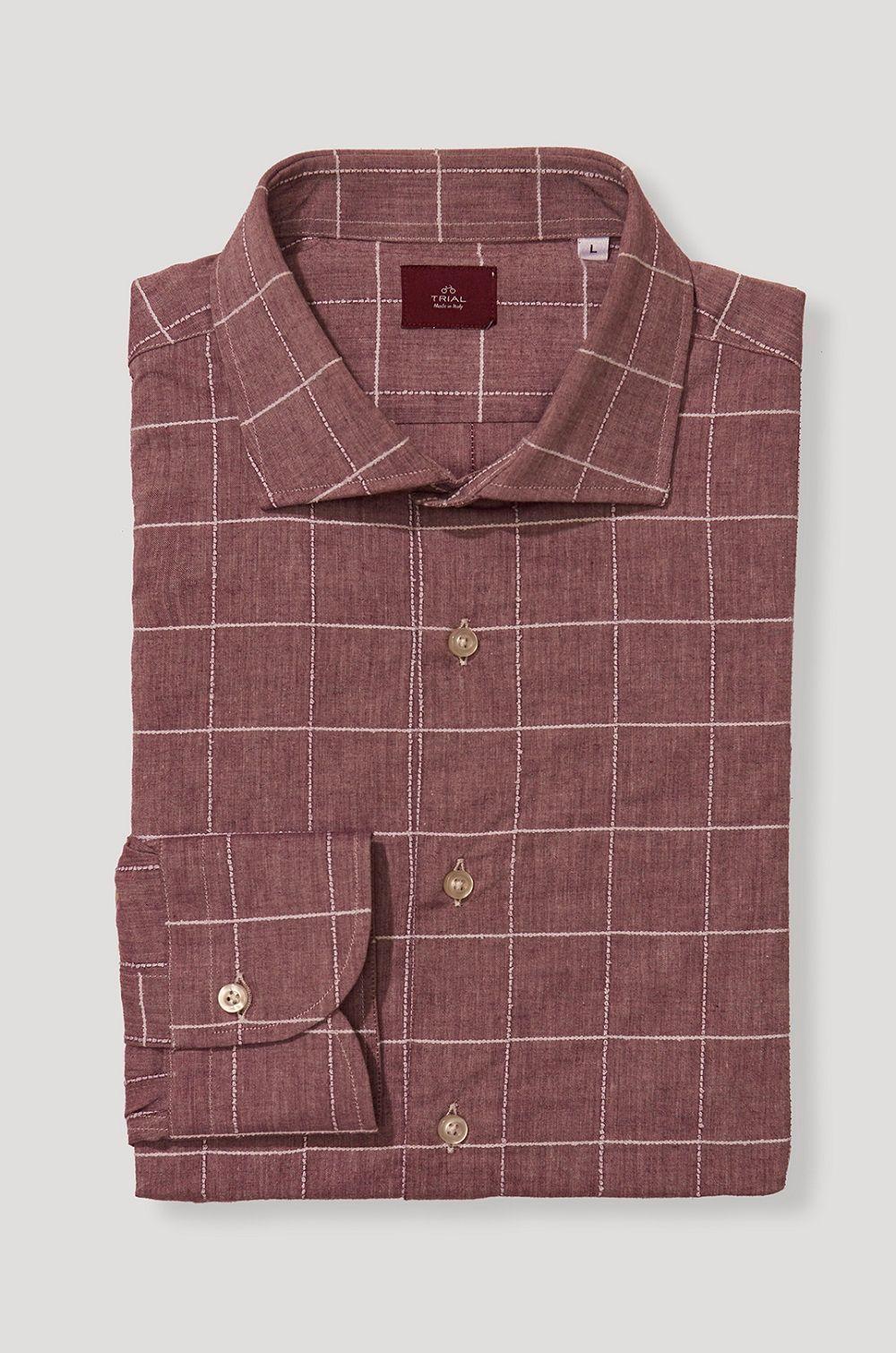Camisa Casual Italiana Cuadros Burdeo-0