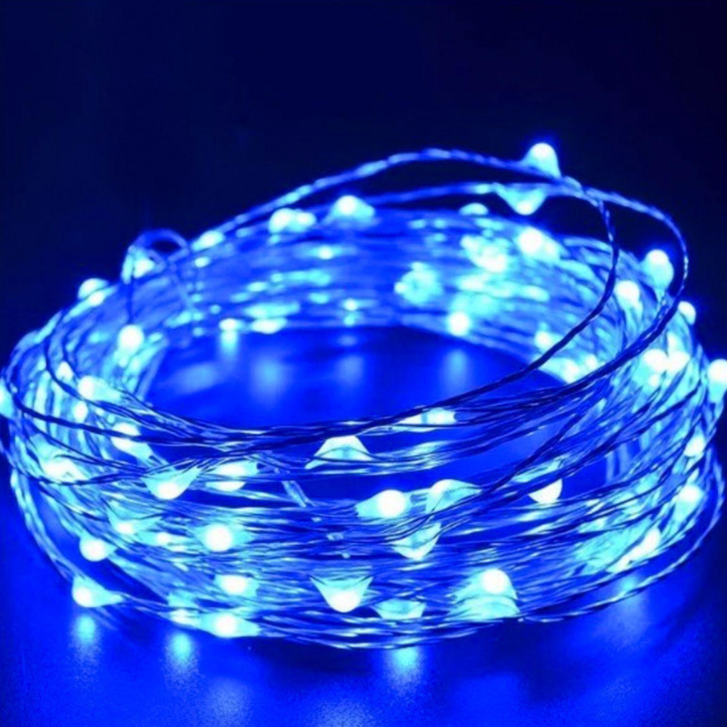 CADENA DE LUZ HADA LED COLOR AZUL 10 METROS CARGA SOLAR-2