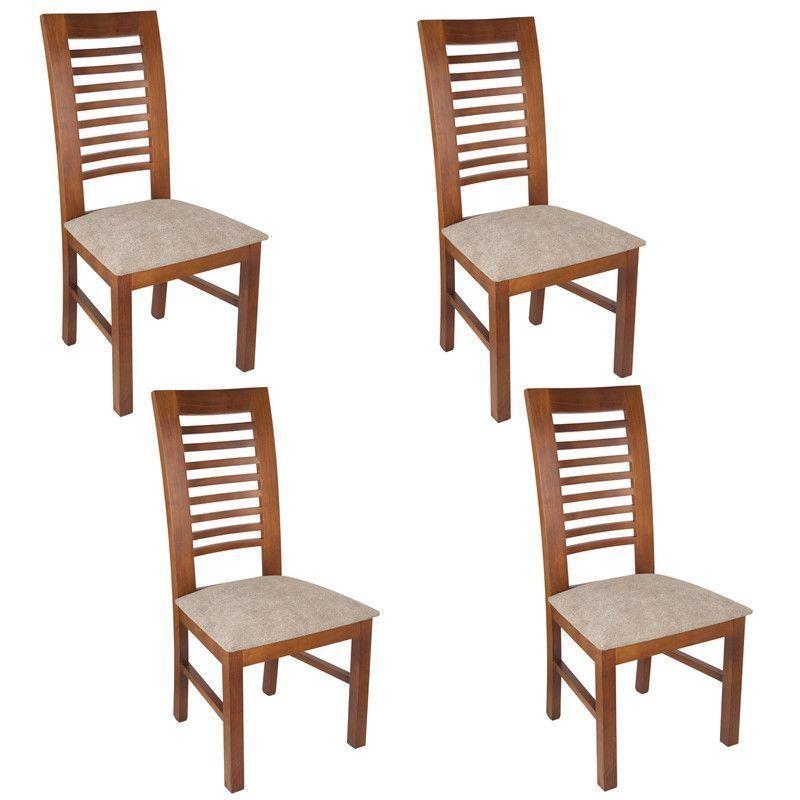 JUEGO DE COMEDOR LUCIANA CUADRADA 4 SILLAS MADERA COLOR MIEL TAPIZ CAFÉ JASPEADO-2