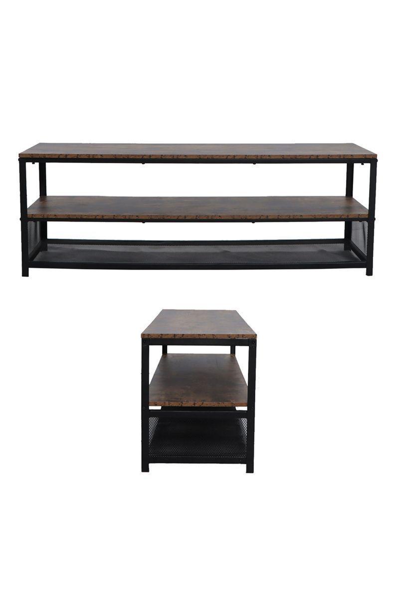 Zapatera 3 Niveles Madera Metal Café-3