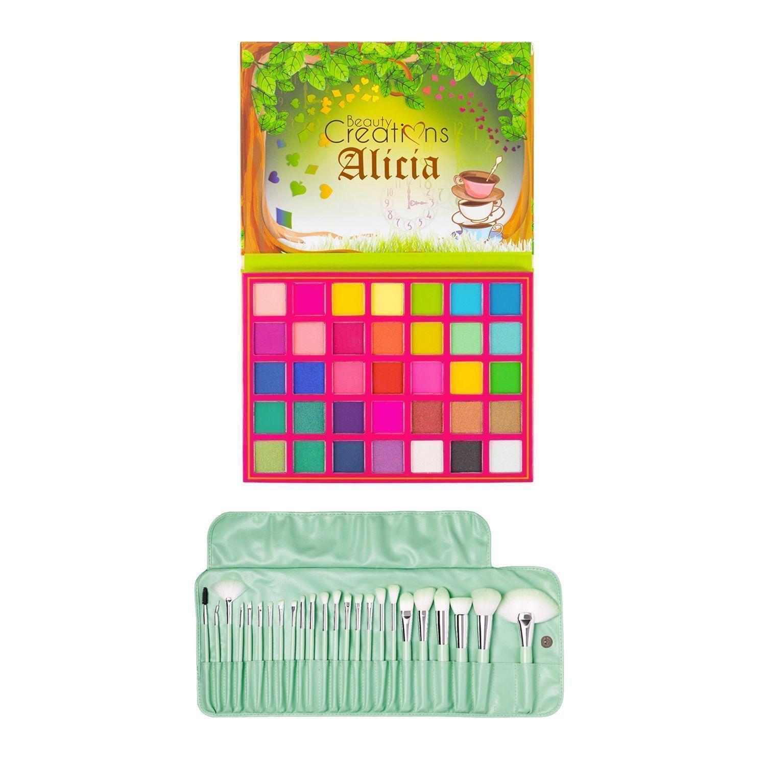 Pack Paleta De Sombra “Alicia”+ Set 24 Brochas Pastel Lime Party de Beauty Creations-0